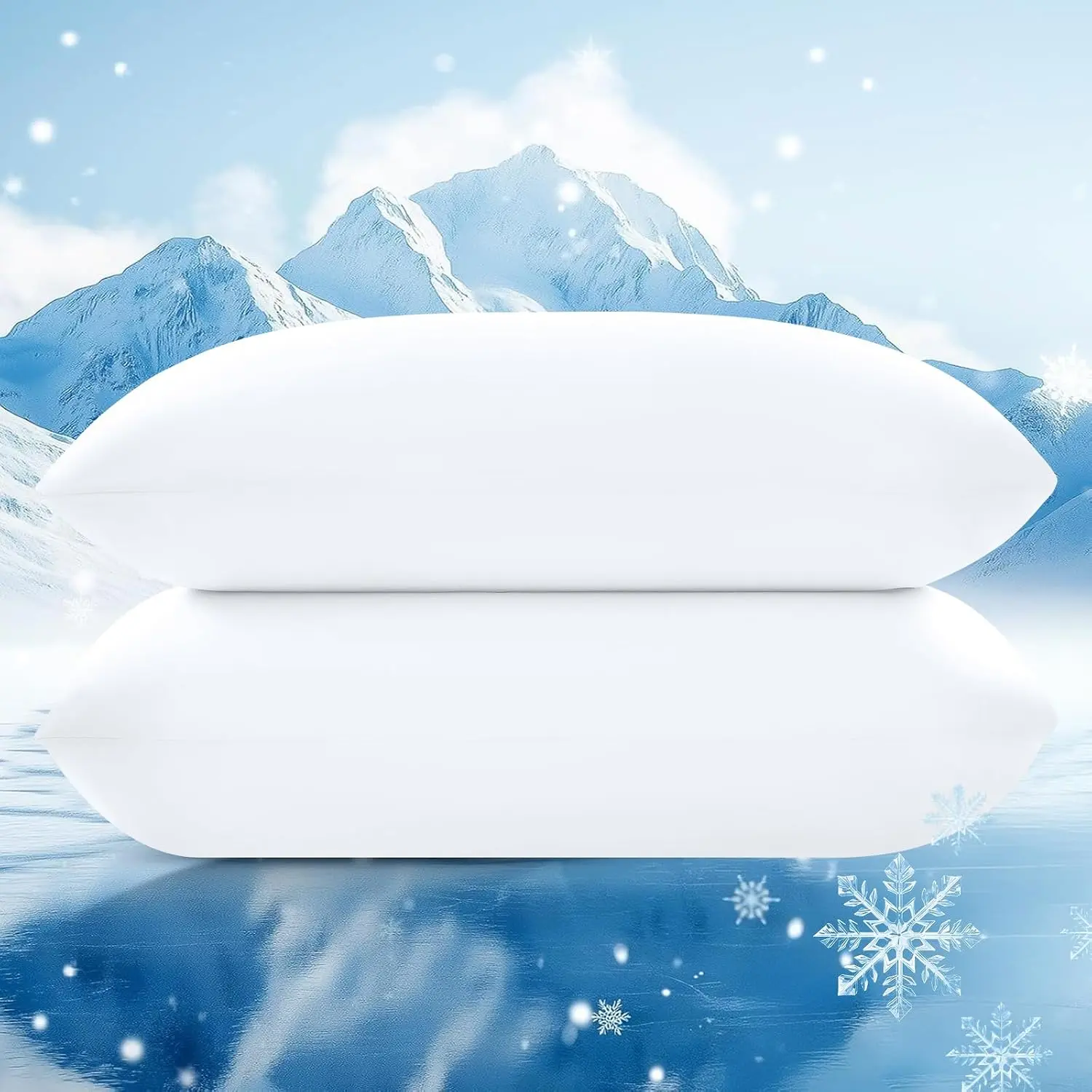 Ice Fabric Cooling Pillowcases 2 Pack, Q-Max>0.5 Coolmax Pillow Cases with Envelope Closure, Silky Soft and Breathable Pillow Covers for Hot Sleepers, Fits  Size Pillows (20x36 Inches), White
