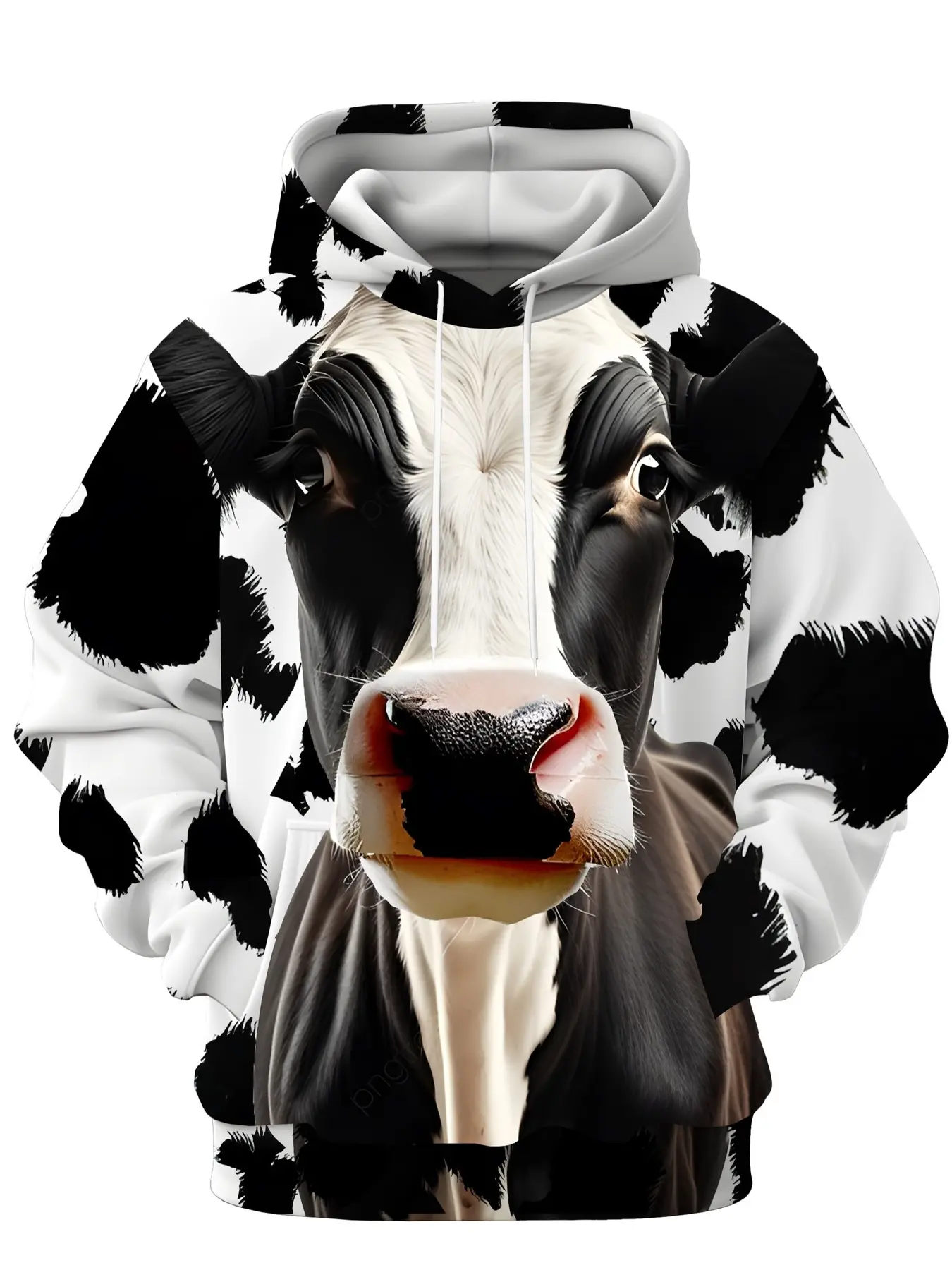 Men'S Fashion 3D Printed Hoodie With Unique Cow Pattern, Fashionable And Breathable Digital 3D Printed Sportswear