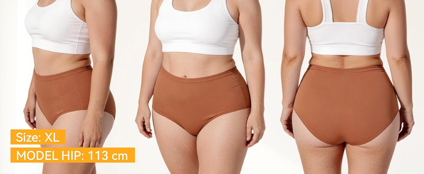 Urinary Incontinence Postpartum Underwear for Women Washable Leak Proof Odor Control 56ml Absorbency Brief 1 Pack (Brown, XL)