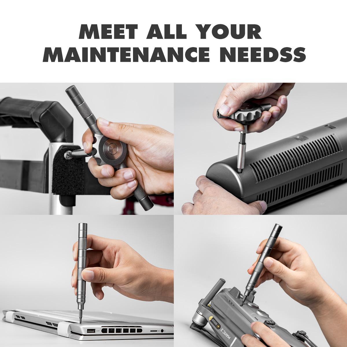 Precision Multipurpose Switchable Screwdriver Set with Large Socket & Precision Bits, 64-In-1 Gearless Ratchet Drill Bit Kit, Flat Handle for High Torque