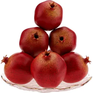 6pcs Realistic Fake Pomegranates Plastic Artificial Fruit for Home Decor