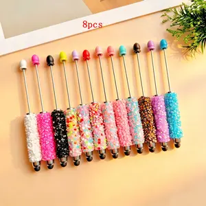 8-Pack DIY Touchscreen Glitter Bead Pens, Ink, Multi-Functional Smartphone Stylus, Elegant Design, Perfect Back-To-School Gift, Office Essential