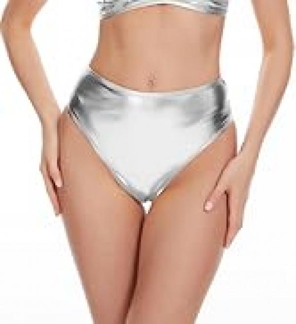 Women's Metallic Booty Shorts Shiny High Waisted Rave Bottoms for Dance Festival