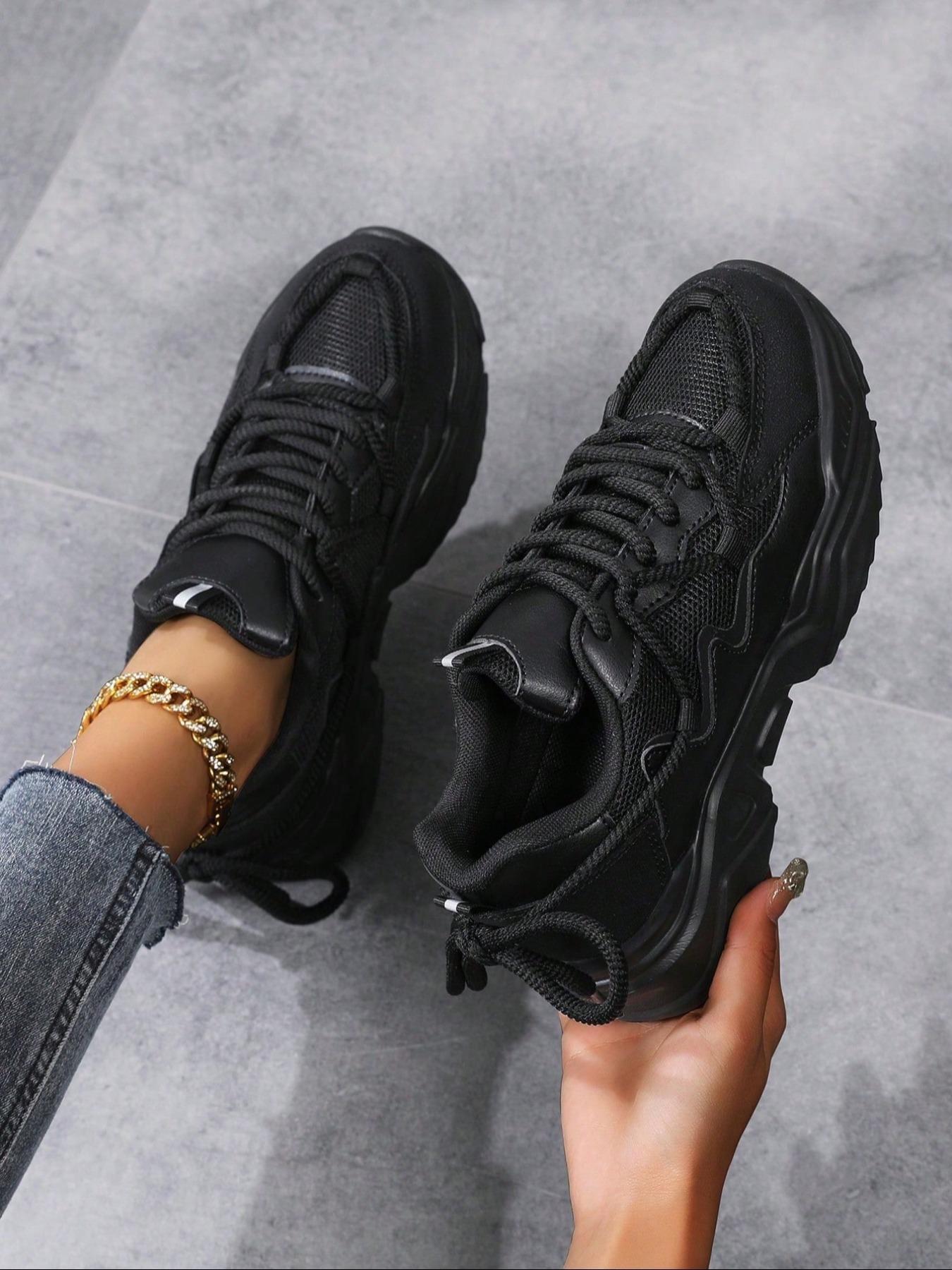 Women's Fashionable Lace Up Low Top Sneakers, Trendy Walking Sneaker, Casual Athletic Sneakers, Casual Comfortable Sports Shoes for Daily Wear, Lightweight Breathable Shoes for All Seasons