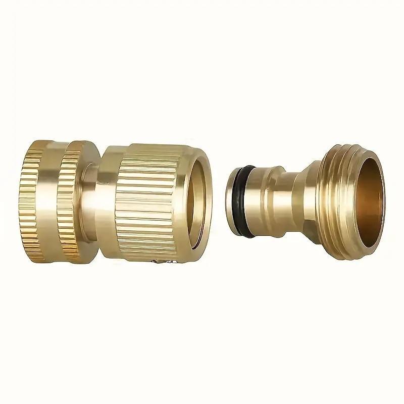 Brass Garden Water Hose Quick Connect Set, 4 Counts/set Garden Hose Connector Adapter, Garden Hose Connector Adapter for Outdoor Lawn and Gardening Use #GLOBAL PICKS