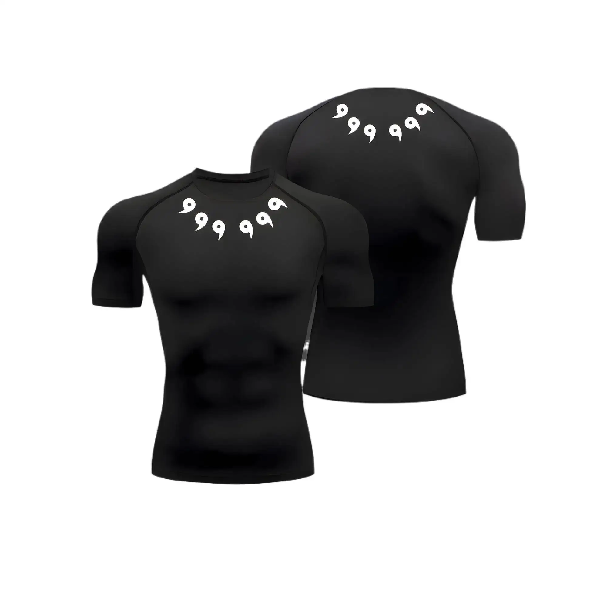 Anime Compression Shirt Men's Print Summer Short Sleeve Rash Guard Gym Workout T-Shirt Athletic Quick Dry Baselayer Undershirts