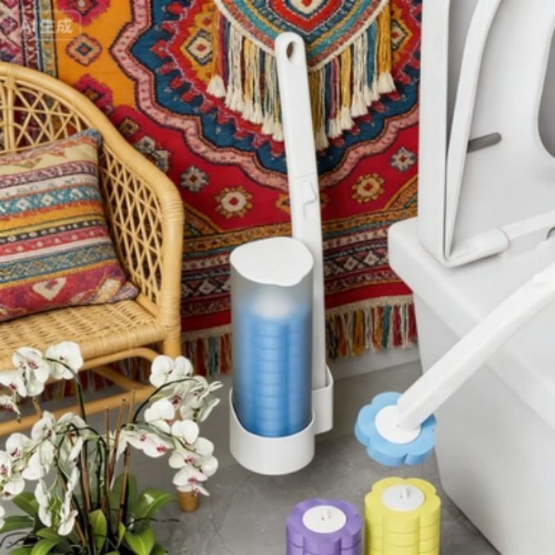 Disposable Toilet Brush Set with Scented Replacement Heads Lavender Ocean Lemon Fragrant Tablet System for Deep Cleaning Hygienic Bathroom Maintenance Multi-Layer Head Brush Refill and Cleaner - Floral, Traditional Disposable Toilet Brush Set with Scented Replacement Heads Lavender Ocean Lemon Fragrant Tablet System for Deep Cleaning Hygienic Bathroom Maintenance Multi-Layer Head Brush Refill and Cleaner - Floral, Traditional