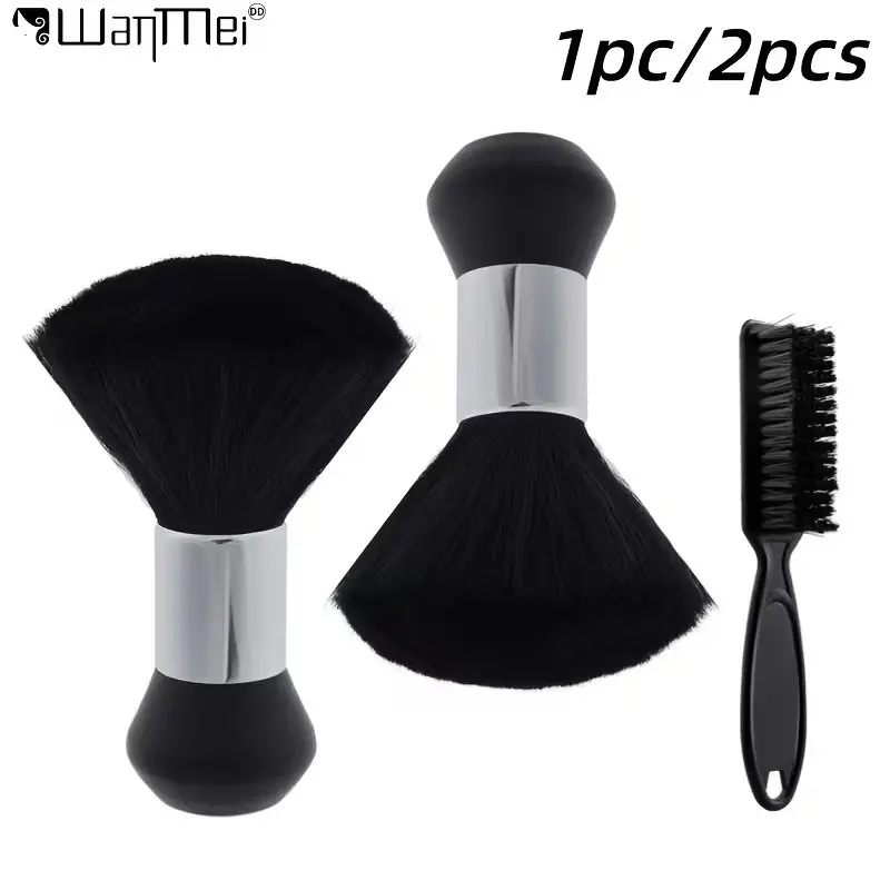 1pc/2pcs Professional Barber Neck Duster Brush, Black Cosmetic Hairdressing Sweeping Neck Hair Cleaning Duster Hair Cutting Brush for Barbershop Hair Cut Brush Barber Additions Cleaning Supplies