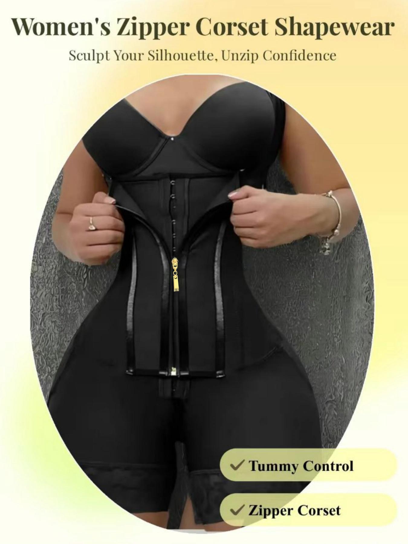 YZY Fajas Women's Solid Color Zipper Corset Shapewear Top, Butt Lifting And Tummy Control Shaper, Colombian Shapewear Underwear, Waist Trainer Women, Women's Sexy Shapewear, Suitable For Daily Wear, Adjustable Zipper Shapewear, High Waist Shaper