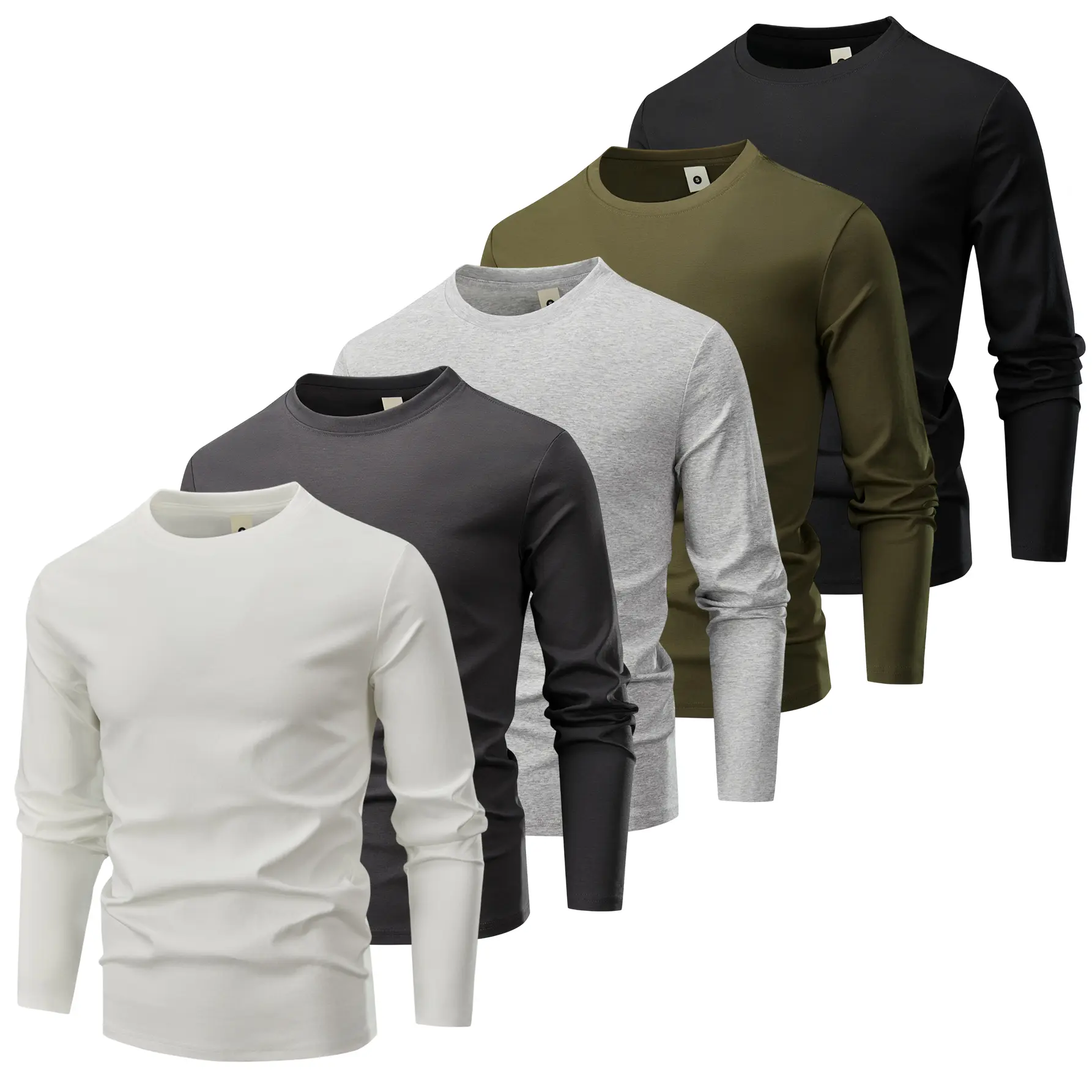 5-Pack Men's Spring/Autumn Cotton Long Sleeve T-Shirt Stylish Casual Commuter Shirt Suitable for Outdoor Sports Vacation Ideal Gift for Boyfriend/Husband Menswear Streetwear Top Long Sleeve Unisex Tshirt Base Layer Loungewear Street Style