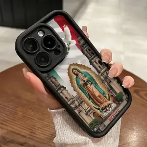 Virgin of Guadalupe Mexico Flag Phone Case， Religious Cultural Style for iPhone 17 16 15 14 13 12 11 Plus Pro Max， Unique Spiritual Gift.