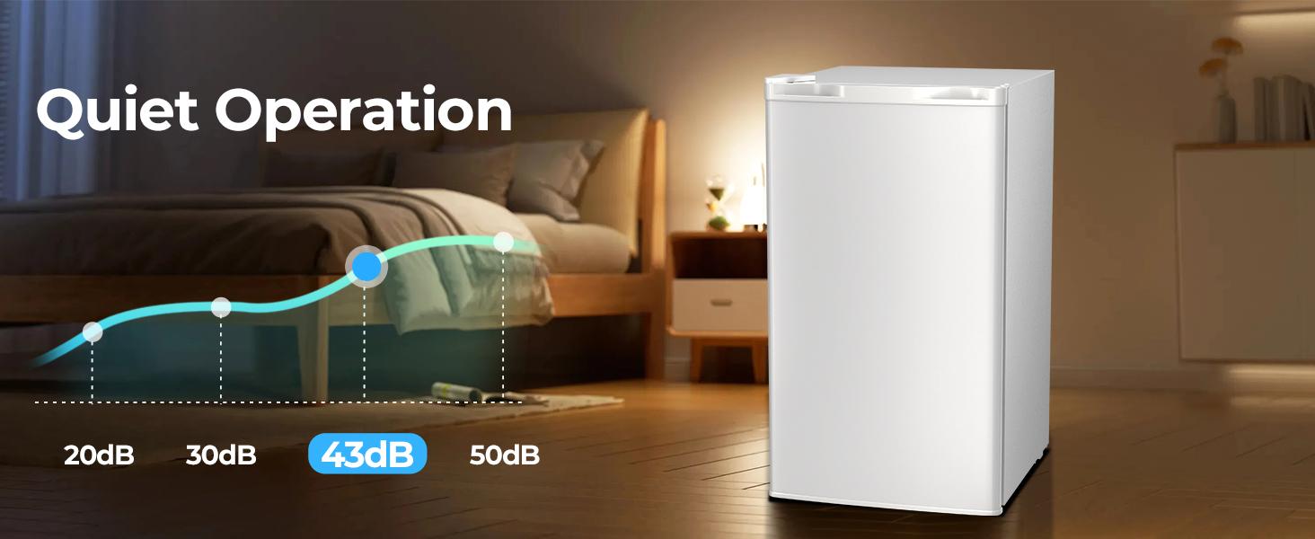 Kismile 3.2 Cu.Ft. Mini Fridge with Freezer Compact Energy-Saving Refrigerator for College Dorms & Offices Adjustable Thermostat Ultra-Quiet Operation 43dB