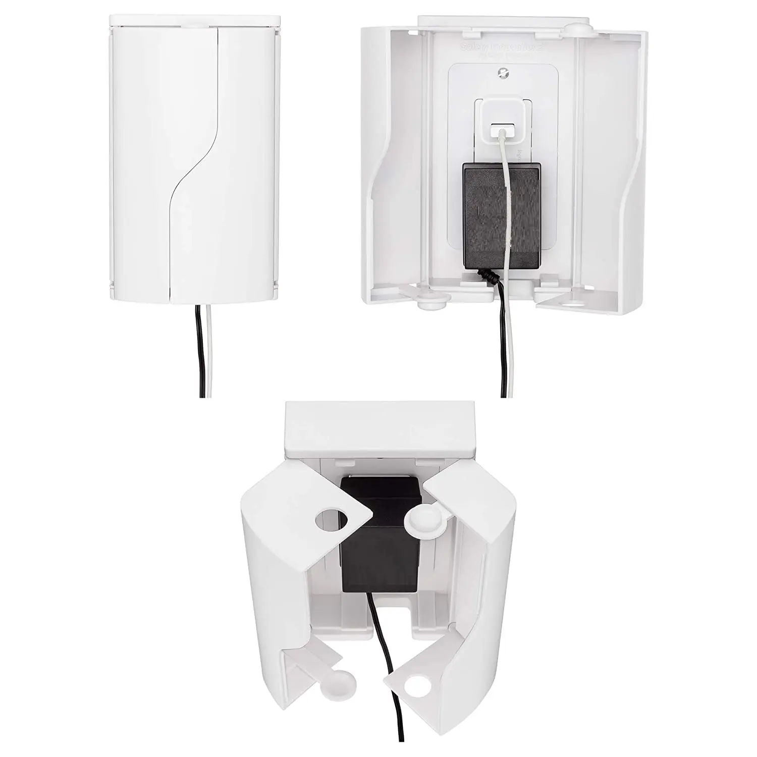 Door   Outlet Cover Box for Babyproofing Outlets -  Interior Space for  Electrical Plugs and Adapters - Easy to Install - Easy to Use, (1-Pack)
