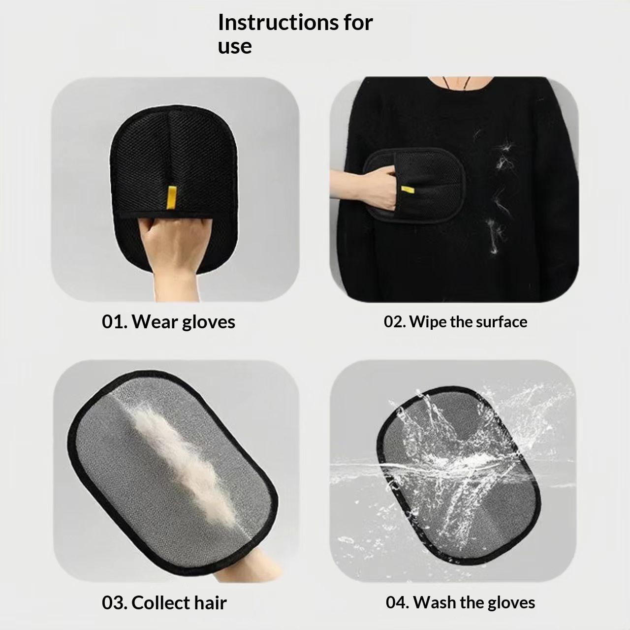 Pet Hair Remover Glove, Reusable Lint & Fur Removal Mitt for Cats & Dogs, Static Electrostatic Hair Brush for Furniture, Couch, Carpet, Bedding, Clothing, Car Seats, Grooming & Shedding Tool for All Pets