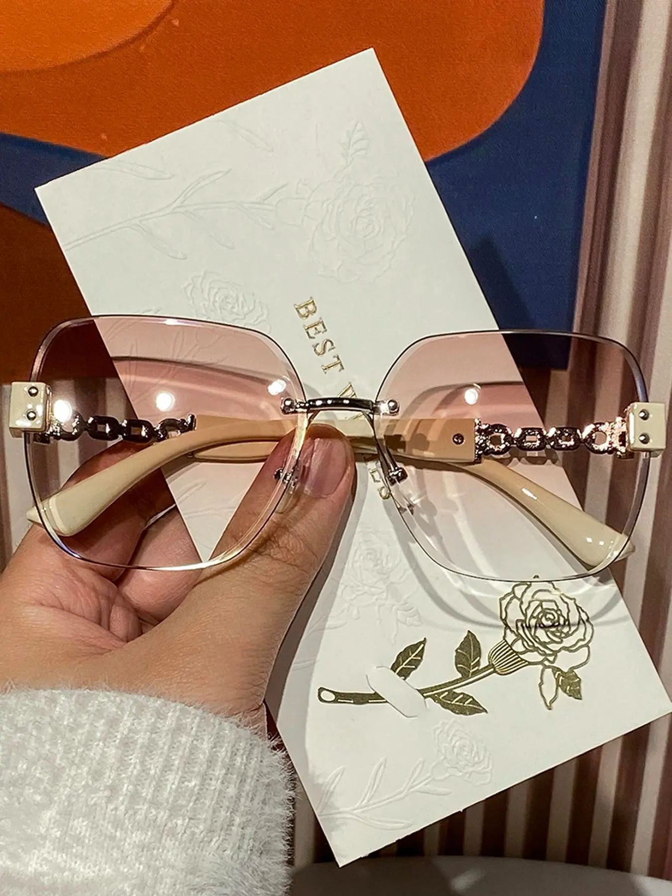 Chain Decor Sunglasses, Trendy Casual Sunglasses for Everyday Use, Fashion Accessories for Outdoor Activities