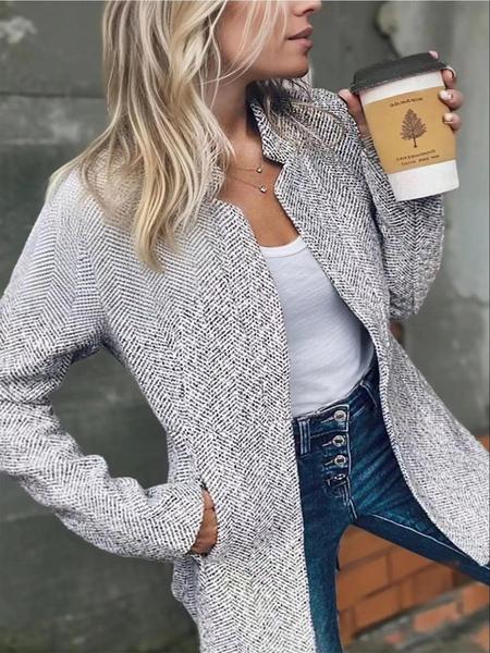 Women's Solid Color Pocket Long Sleeve Open Front Coat, Casual Longline Outerwear for Fall & Winter, Ladies Clothes for Daily Wear, Clothing for Women