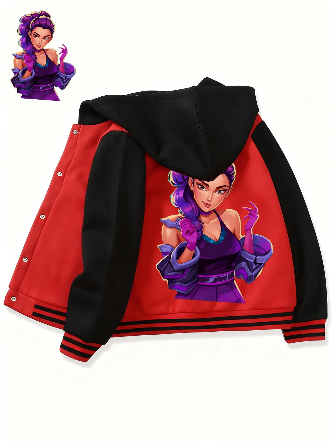 Teen Boys Girls Graphic Baseball Jacket, Huntrix Hooded Sweatshirt, Christmas Halloween Clothing, Outdoor Sports Wear