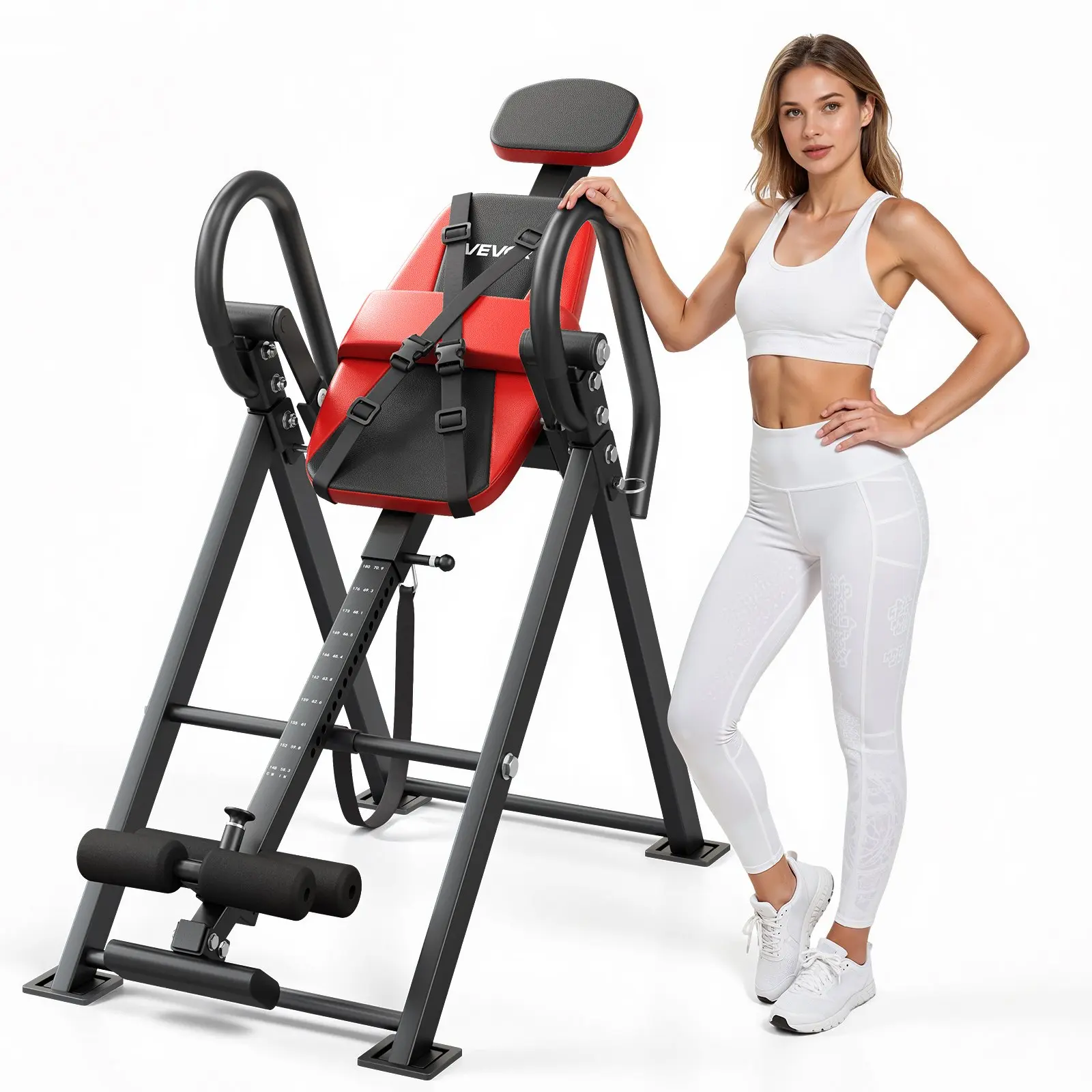 Inversion Table, 300 lbs Capacity Heavy Duty Inverted Table, Back Inverter Stretcher with Dual-Roller Locking, Decompression Tables for Shoulders, Neck, Back, Multi-Angle Adjustable Tether Strap
