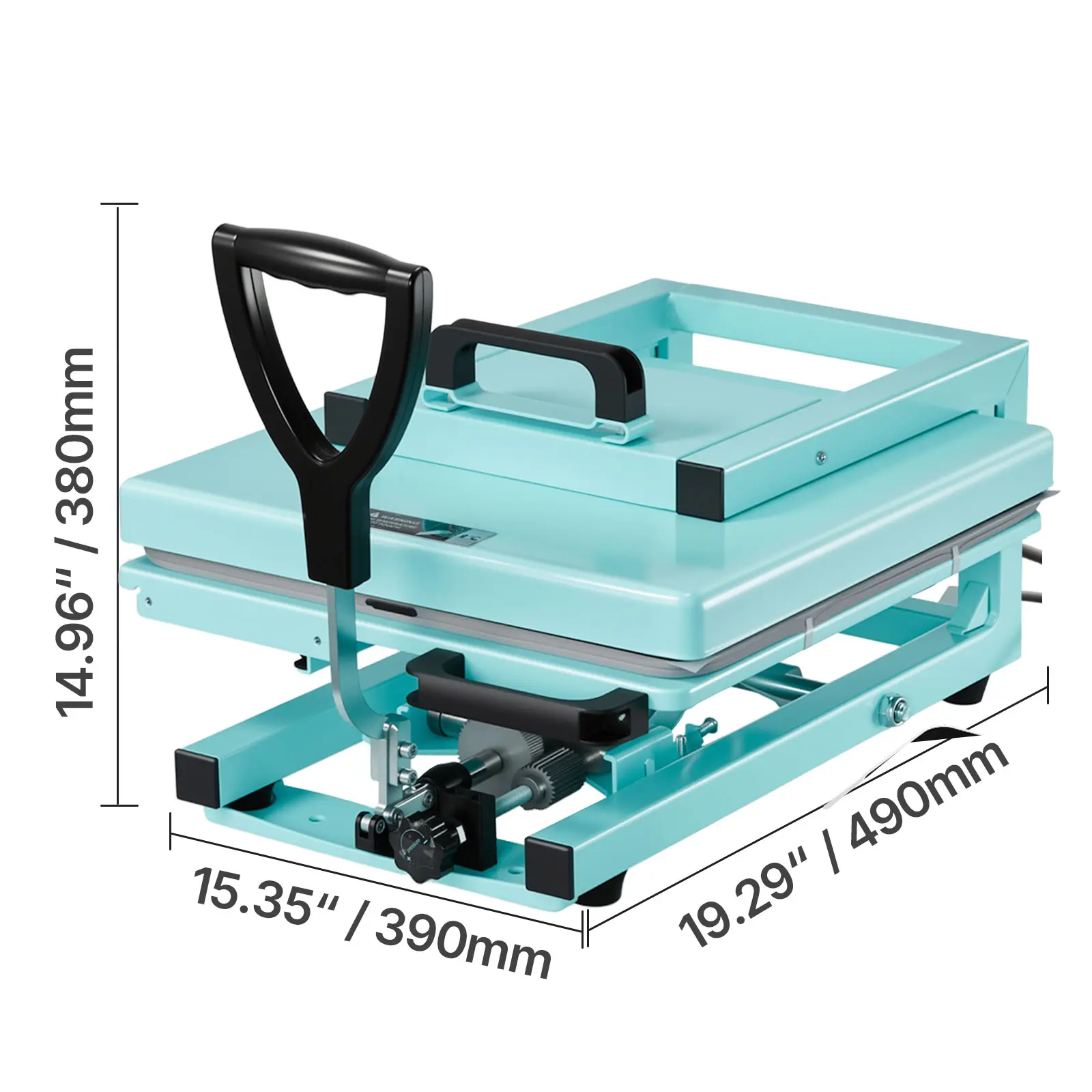 Hybrid Heat Press, 15 x 15 inch, 5-in-1 Multifunction, Heat Up Fast and Even, All-New Patented Design, Easy to Control, Sublimation Press Machine for T-shirts/Tumblers/Caps/Plates, Light Green