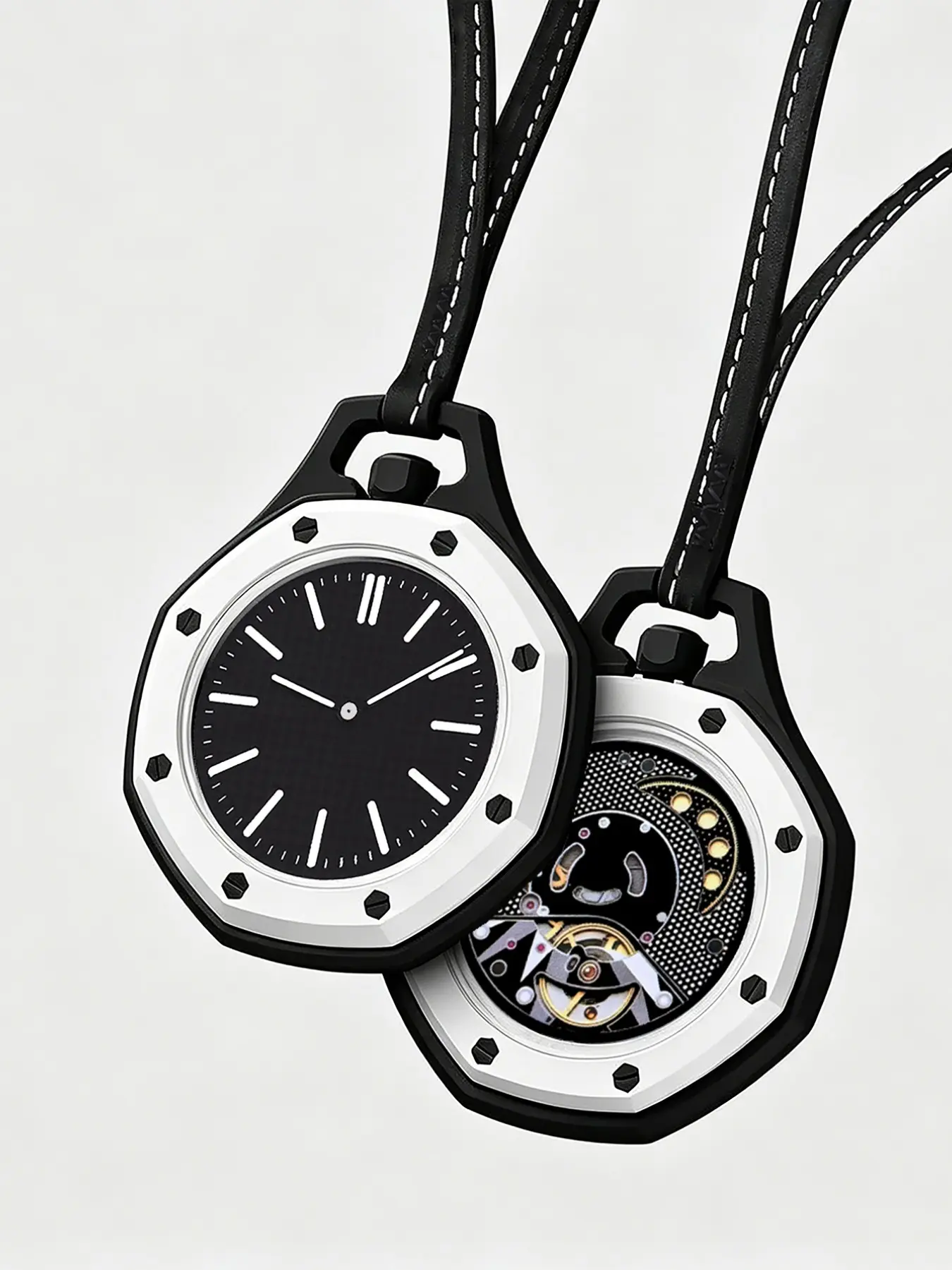 New Octagonal Pocket Watch, Hangable on Bags, Unisex, Multiple Colors Available, Analog Quartz Movement, Mineral Glass Dial
