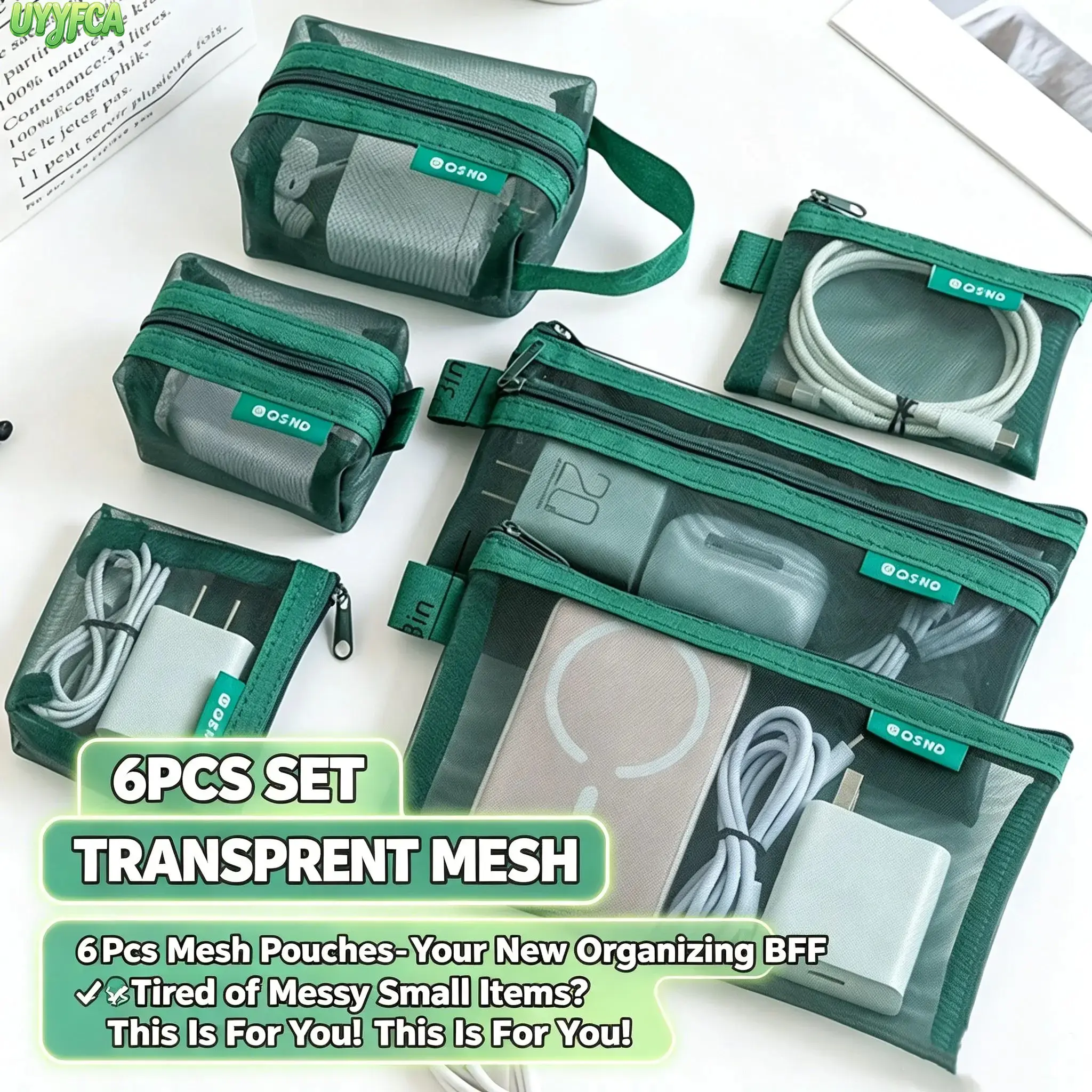 6 Pack Multi Size Transparent Mesh Zipper Pouches, Minimalist Portable Small Item Organizer Bags With Carry Tabs, Sturdy Reinforced Stitching Clear Storage Pouch For Cables Keys Coins Makeup Jewelry Travel Daily Desk Sorting,4th of july outfit,summerwins