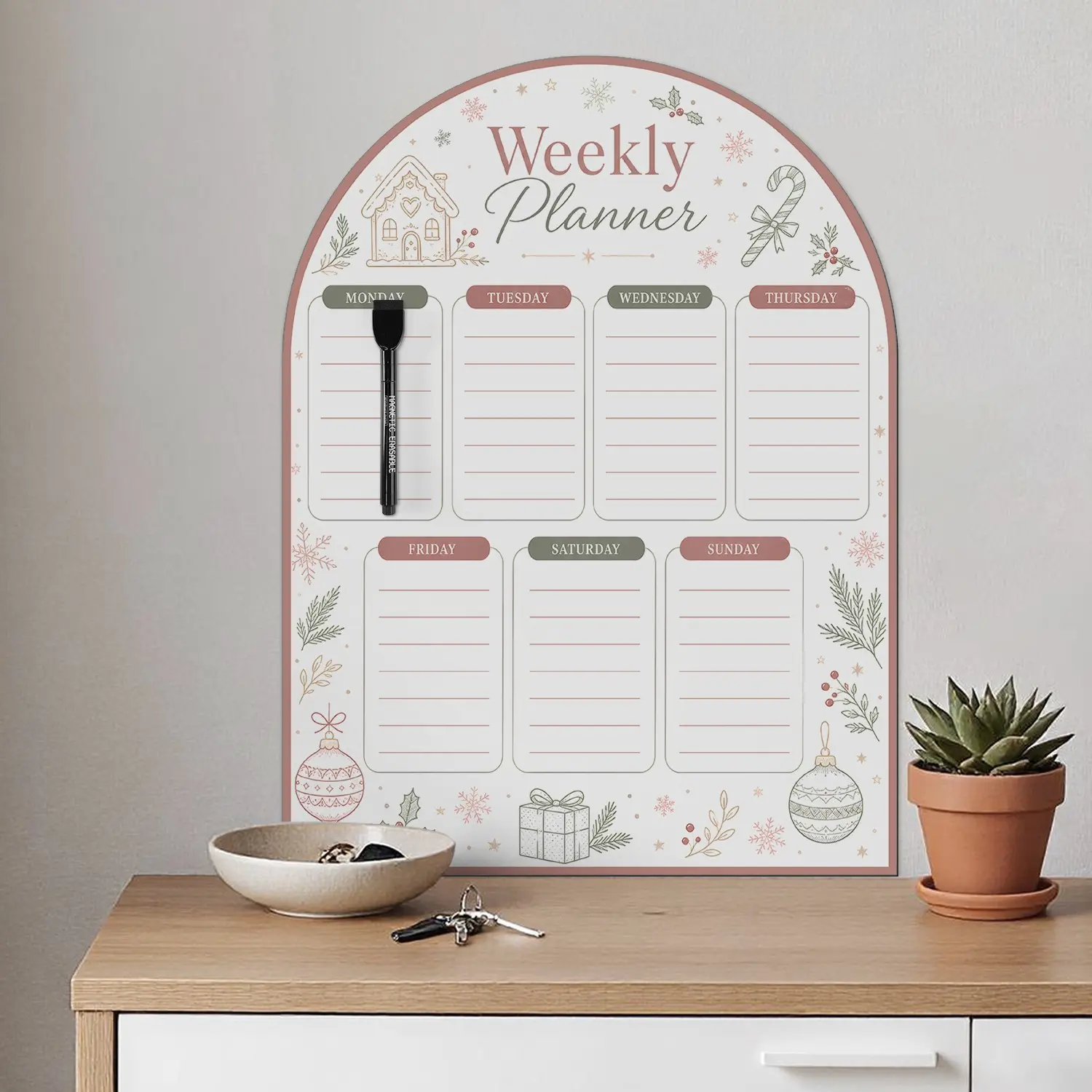 Self-Adhesive Soft Iron Foam Whiteboard Sticker, Quick Install, Wall-Safe, Removable Arch Shape, 30x40cm, Ideal for Christmas/holidays