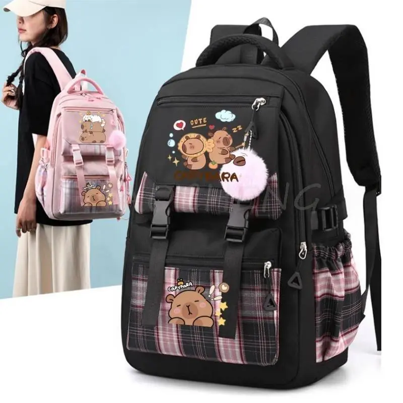 Women's Preppy Cute Capybara Print Large-Capacity Backpack - Lightweight Laptop Daypack, Casual Daypack Backpacks for Teenage Girls, 4-Color Gift Packsack