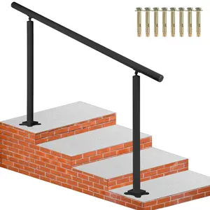 Adjustable Angle Black Aluminum Outdoor Stair Railing Kit, 5 FT (60"l x 35.8"h) Handrail for 0-5 Steps, 155 lbs Safety Support for Elderly, Suitable for Both Indoor & Outdoor Use