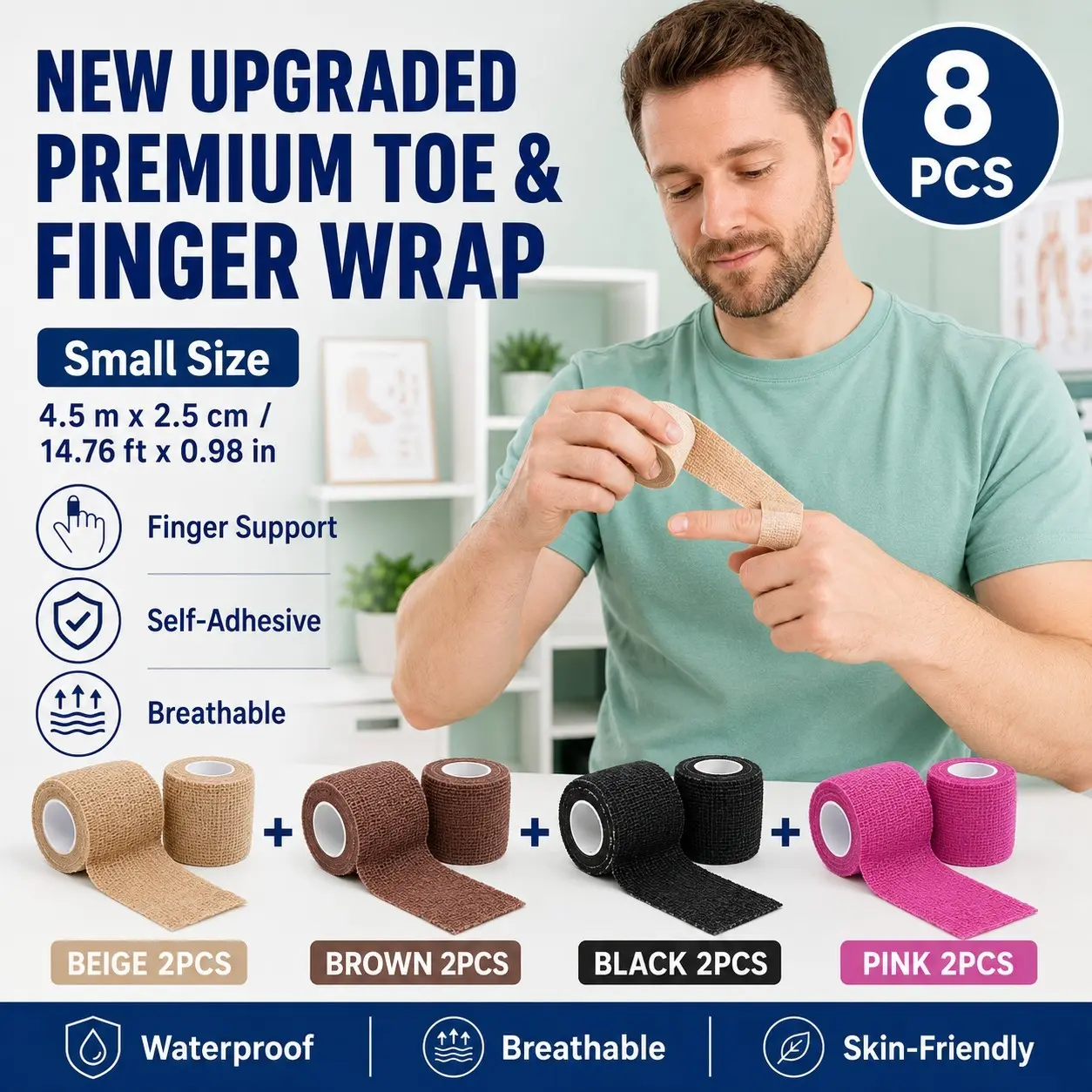 Self-Adhesive Toe Protector Band, Breathable Elastic Anti-Friction Foot Care Tape, Ideal for Travel, Sports, Office, Home Use