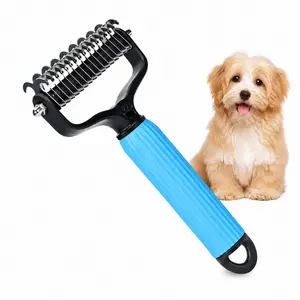 Dog Grooming Comb, Double-Sided Stainless Steel Pet Detangling Tool for Shedding, Dematting & Loose Hair Removal, Safe Coat Care for Dogs