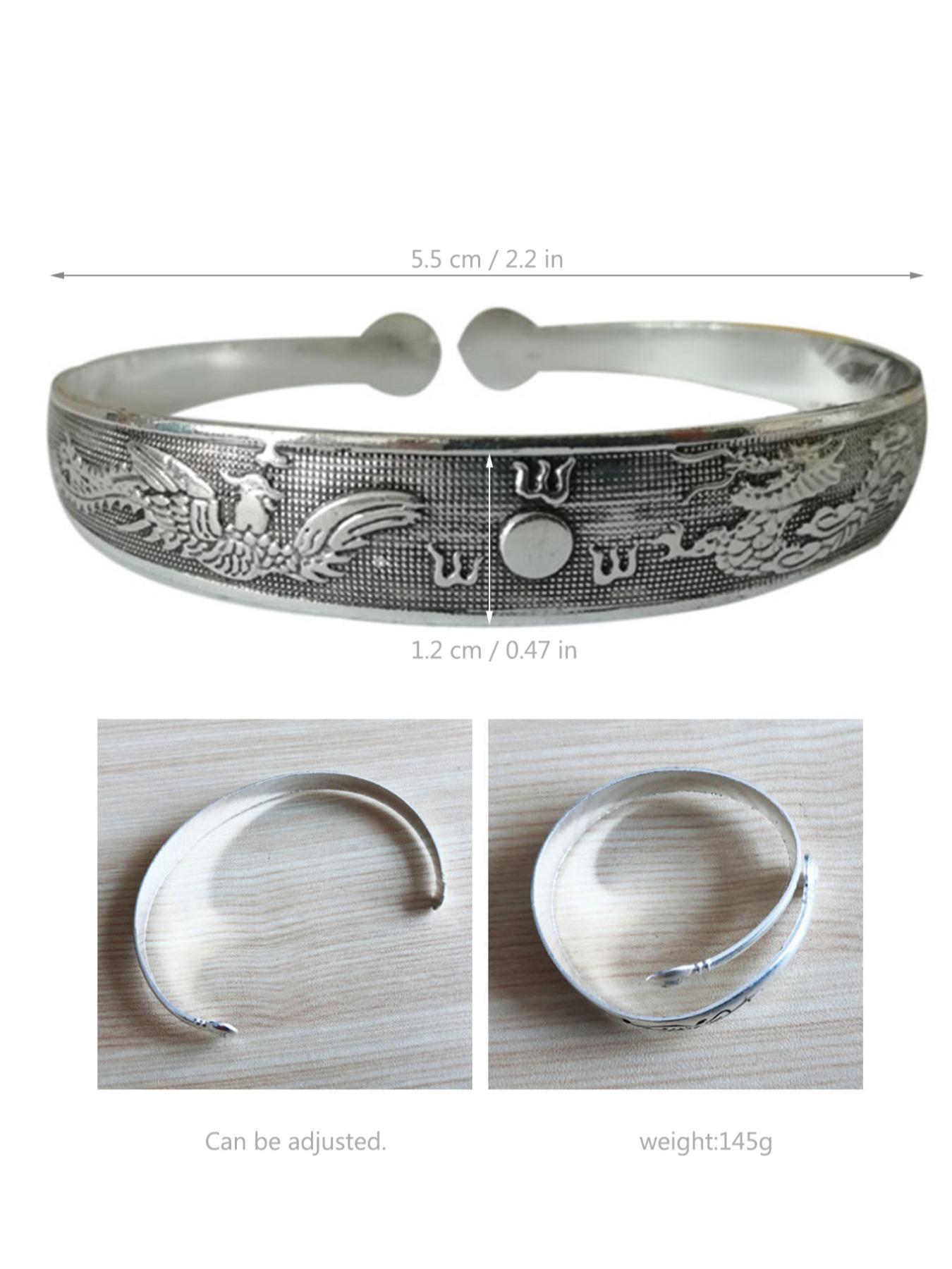 Vintage Chinese Style Cuff Bangle, Adjustable Engraving Bangles for Women & Men, Fashion Accessories for Daily Wear