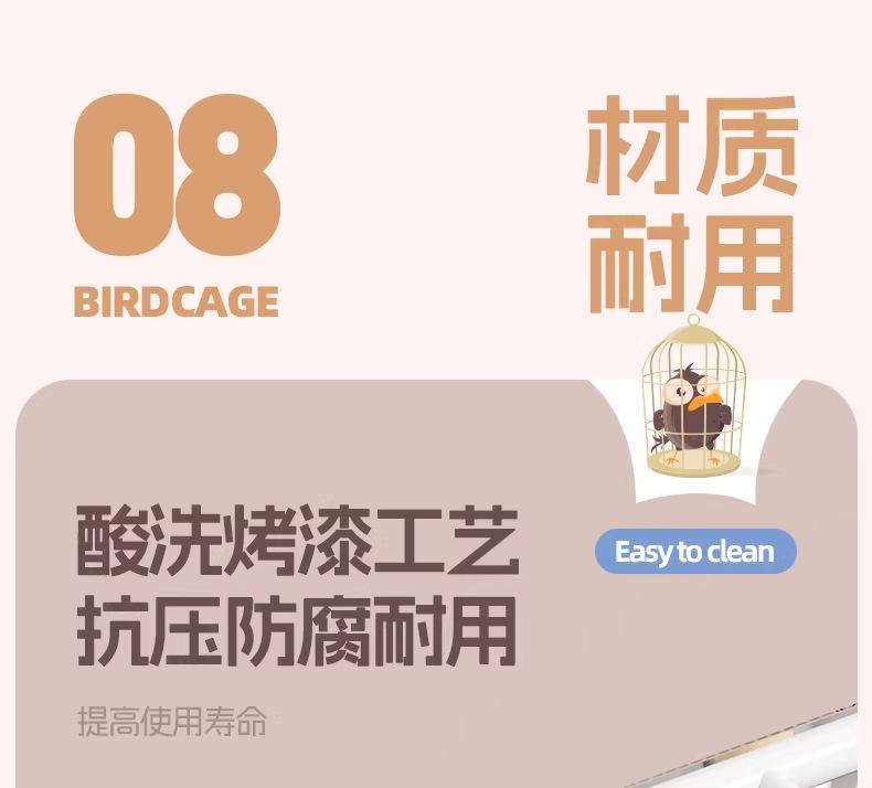 New Transparent Villa Bird Cage Double Layer Large Size Anti-Splash Horizontal Wire Special for Parakeet Cockatiel Budgie Parrot with Pet Toy Accessories