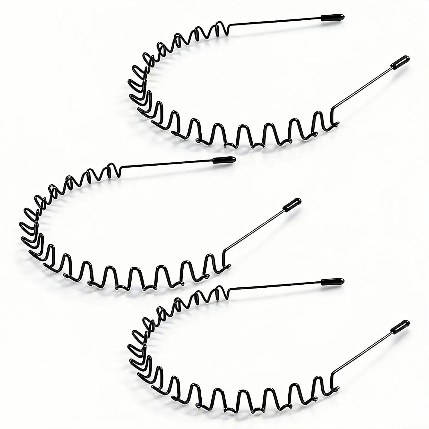Metal Hair Bands Men's Headband Elastic Zigzag Headbands Outdoor Sports Headbands Fashion Simple Anti-Slip Hair Accessories (3 Pack)