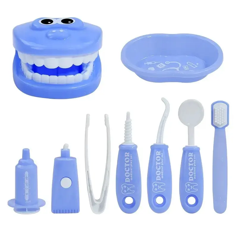 9-Piece Dentist Toy Set, Kids Pretend Play Toothbrush Practice Oral Care Model Kit, Interactive Role-Playing Toys for Children