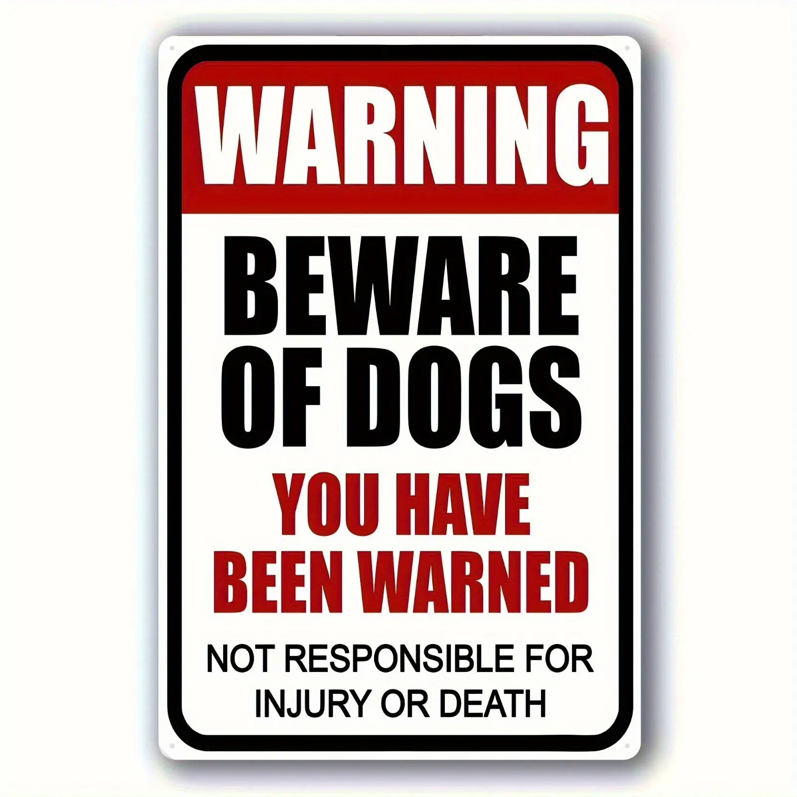 High Contrast Bold Text Aluminium Metal Warning Sign, 8x12 in Hanging Security Plaque for Gate, Yard, Home Decor Outdoor Property