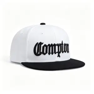 2026 White Compton Street Dance Flat-Brim Hat, Trendy Hip-Hop Sunshade Casual Embroidered Hat, Good Quality Fabric, Birthday Gift