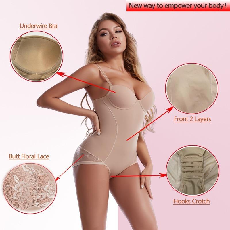 Women Shapewear Bodysuit for Tummy Control Seamless Body Shaper Thong Jumpsuit Bras