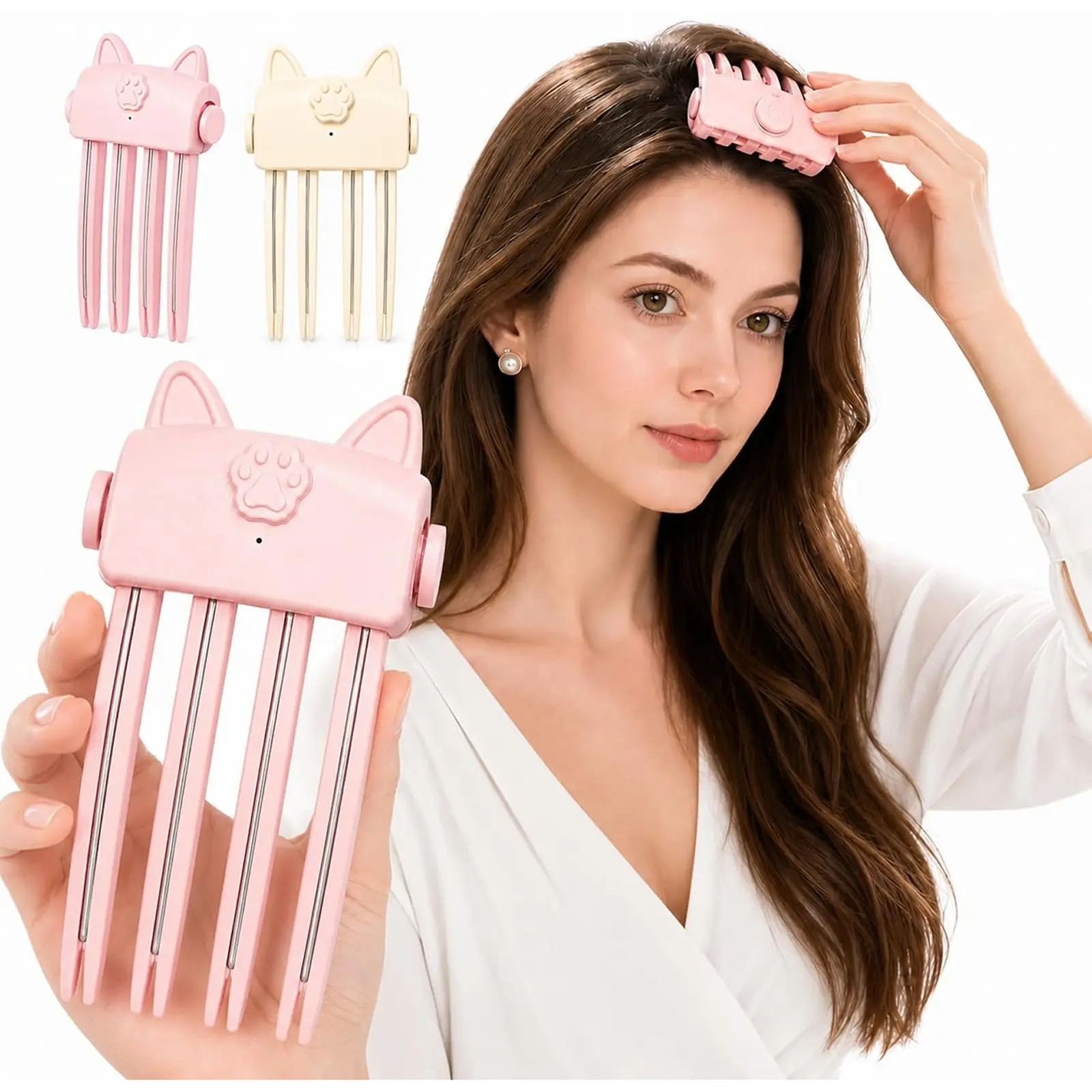Heated Root Volumizer Clip, Electric Fluffy Hair Crown Lifting Styler Booster, Cordless Root Lifter Fine Flat Hair