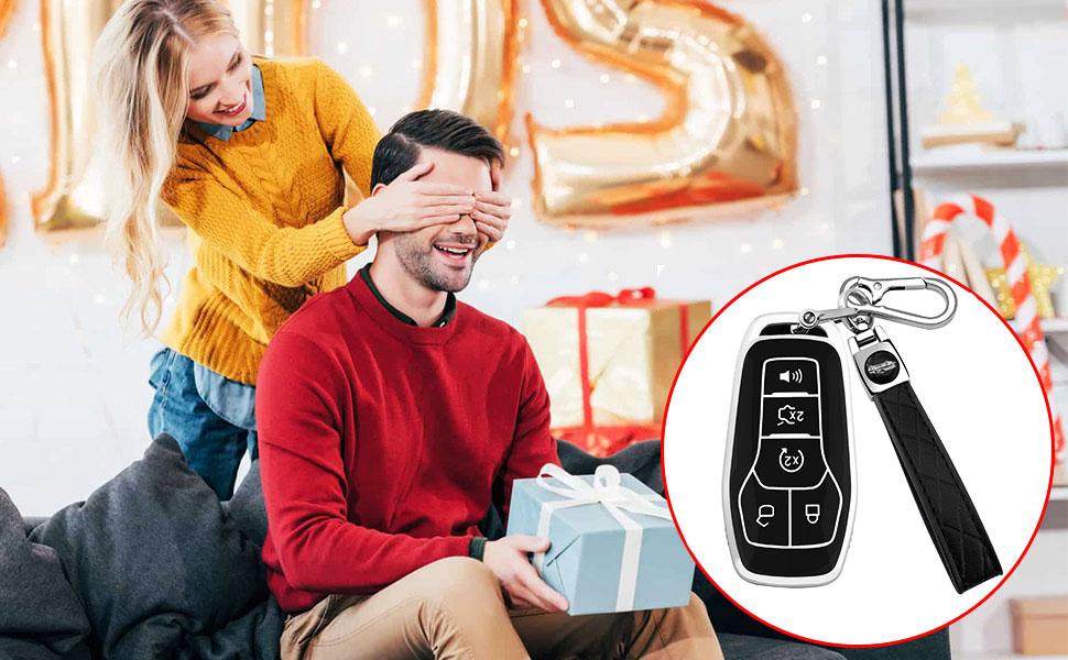 for Ford Key Fob Cover with Keychain, Soft TPU Key Fob Cover Case Shell Compatible with Ford Mustang Fusion F150 Explorer Edge Lincoln MKC MKX MKZ Smart Remote Holder (Pink, 5 Button)