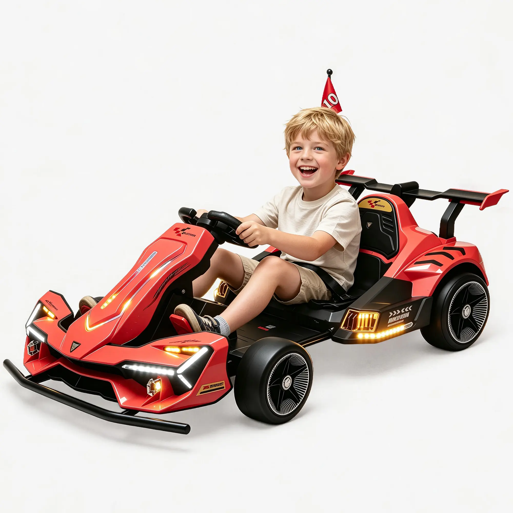 Kids 24V Electric Ride-On Go-Kart with Ride on Wheels, 2x550W Motors, 14Ah Battery, Dual Pedals, 2 Speed Modes,  150lbs Max Capacity, for Ages 6+, Outdoor Play Toy, Birthday Boy&Girl Gifts