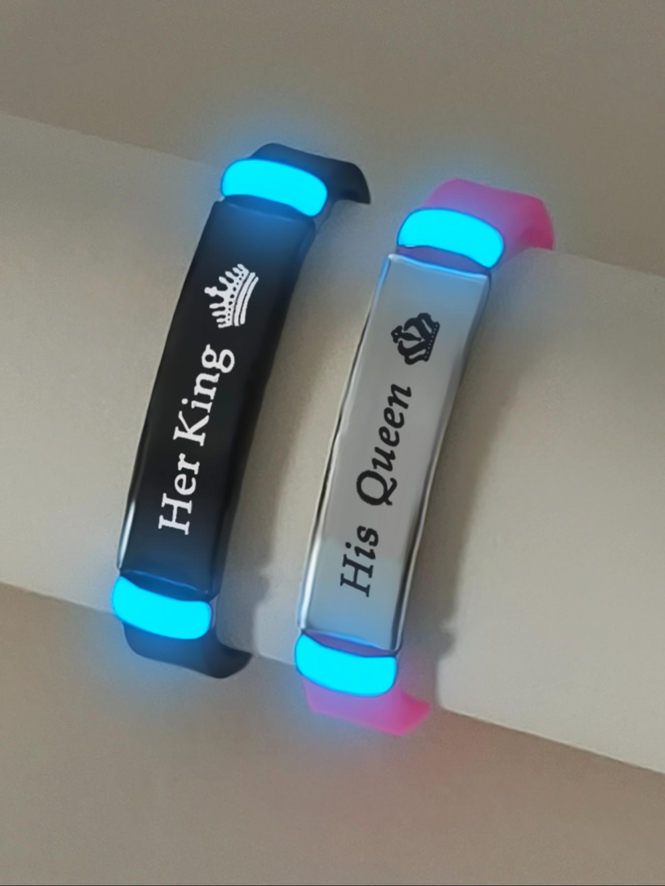 Couple Crown Pattern Luminous Couple Bracelet Set, Fashionable Glow in The Dark Bracelet for Women & Men, Trendy All-match & Exquisite Jewelry for Birthday Gift, Fashion Accessory