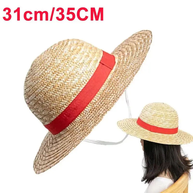 31cm/35CM Anime Straw Hat Festivals Party Cosplay Props Sun Protection Hat Parent-child Summer Sun Straw Beach Hat For Men Women
