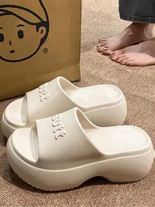 Summer Women's Thick Sole Sandals, Trendy Letter Press Design, Comfortable Casual Footwear, Perfect for Outdoor Activities