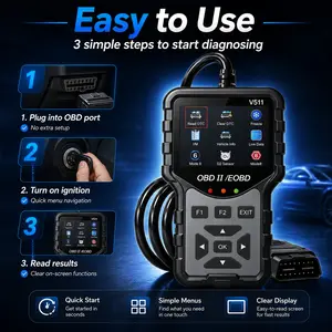 V511 Obd2 Scanner Diagnostic Tool, Engine Fault Code Reader, Live Data, Freeze Frame, O2 Sensor, Vehicle Info for Obd2/eobd Vehicles