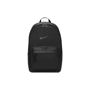 Nike Heritage Winterized Eugene Logo Casual Solid Zip-Up Fabric Backpack for Men and Women, Black and Smoke Gray
