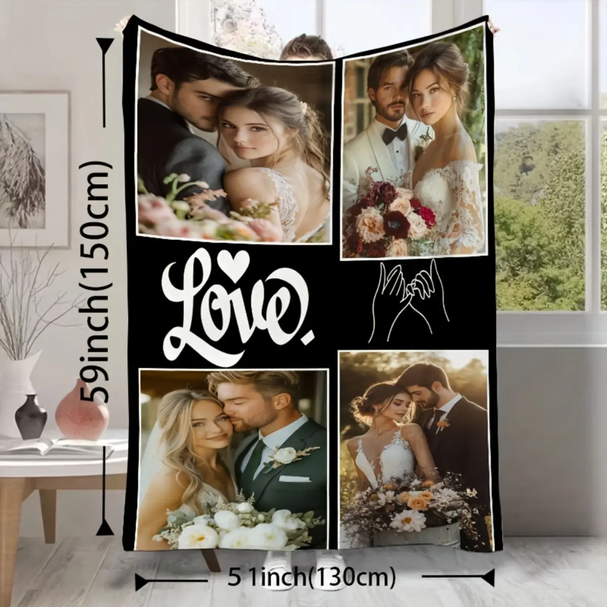 Custom Photo Blanket - can upload 4 photos! Soft fleece blanket, suitable for birthdays, anniversaries, new home gifts, family, couples, pet exclusive, a cozy keepsake for all seasons, personalized photo gift