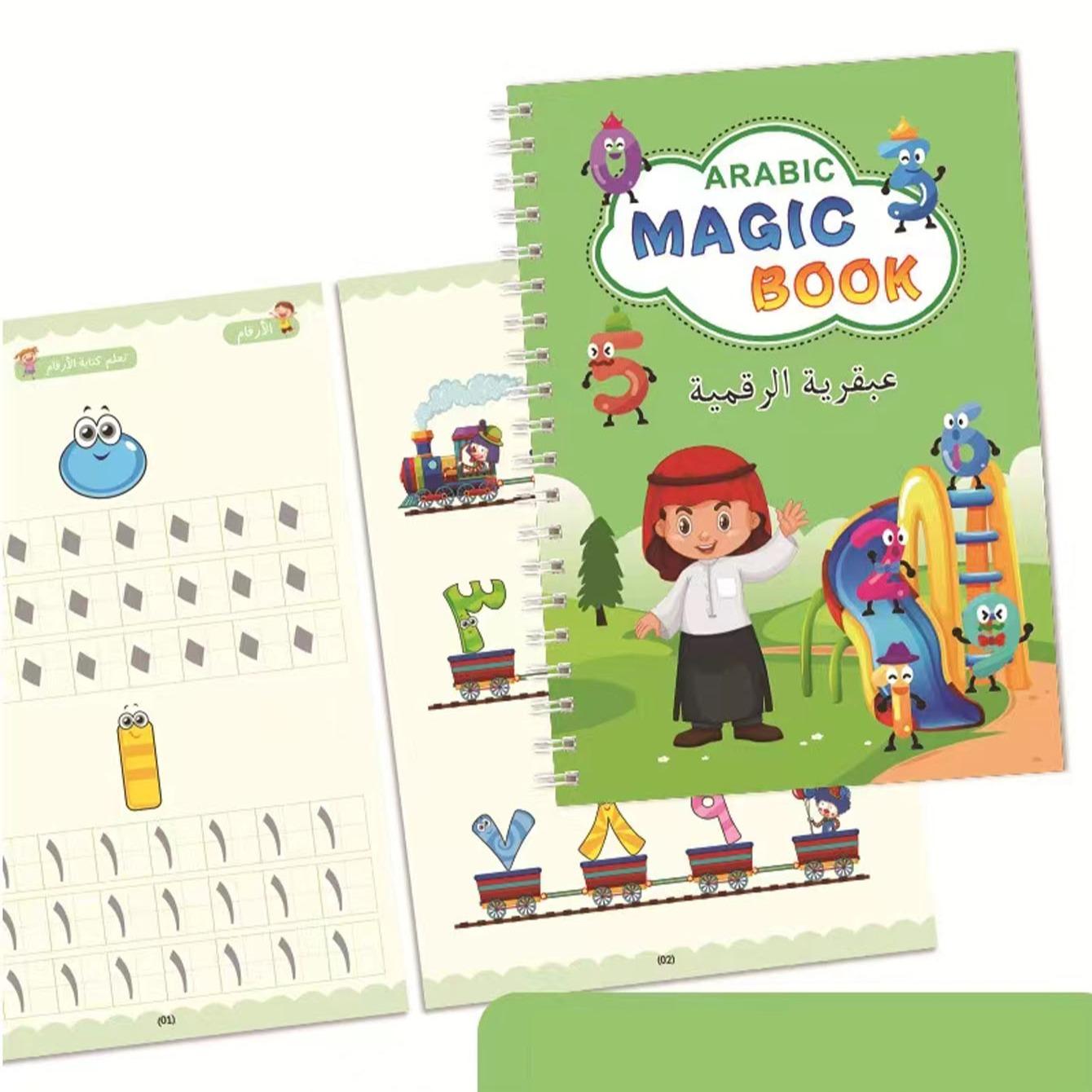 Arabic Calligraphy Practice Notebooks, Reusable Handwriting Exercise Books with Comfortable Tracing Lines, Learning Materials, Set of 4, Multiple Colors