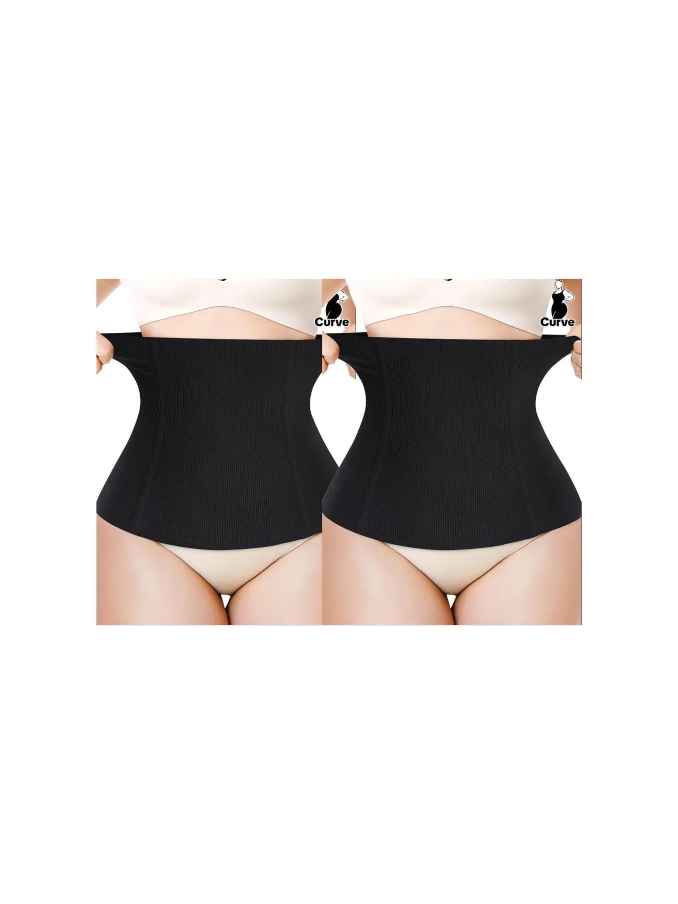 Plus Size Solid Steel Boned Waist Trainer, Breathable Seamless Waist Cincher, Women's Shapewear Belt for Tummy Control