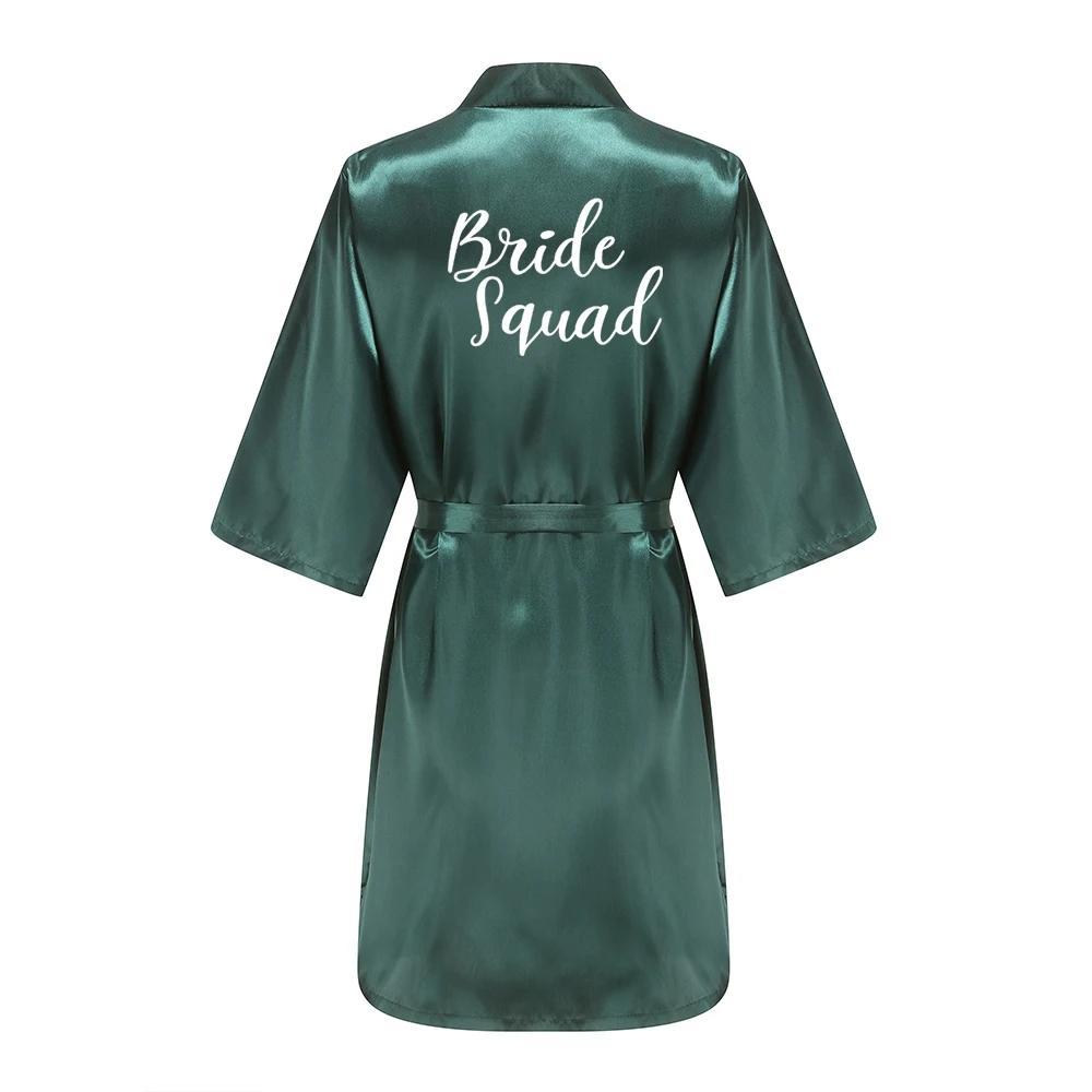Wedding Party Team Bride Robe With White Letters Kimono Satin Pajamas Bridesmaid Bathrobe YE6522