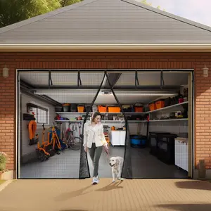Garage Screen Doors for 1  Garage, 12x8 Ft Heavy Duty  Garage Door Screen, Retractable  Screen for Garage,Fiberglass Mesh, Hand-Free, Easy Install